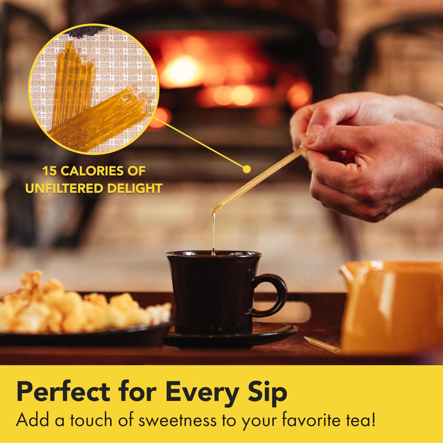 Homestead Honey Native Honey Sticks for Tea - 50-Pack Bulk Packets, Single Serve - Pure Wildflower Honey Straws - Easy-to-Open Honeycomb Stir Sticks for On-the-Go, Snacks, and Travel