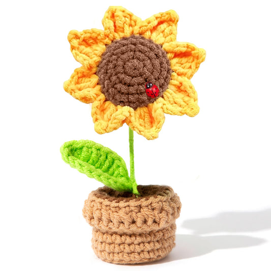 XIZIX Mini Crochet Sunflower Pot, Positive Sunflower Decor, Warm Flower Gift, Homey Feel to it