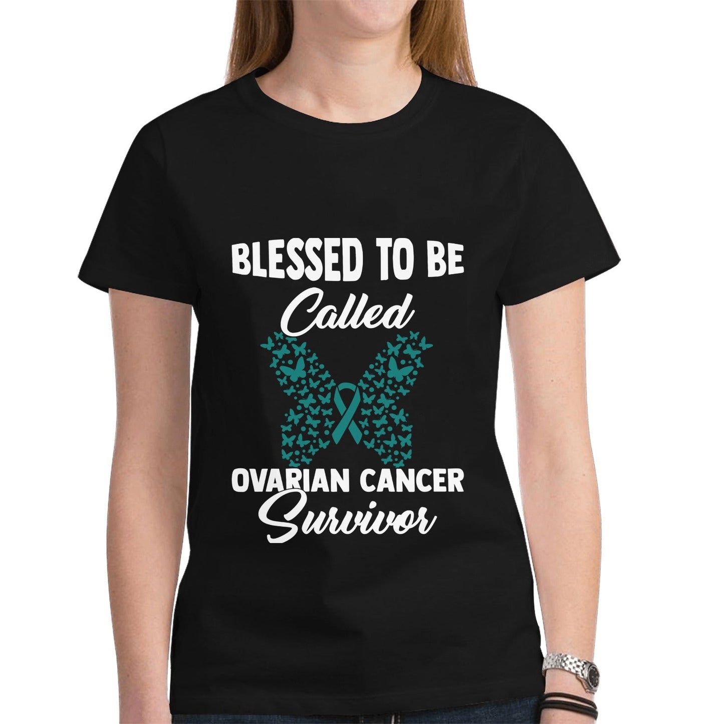 Graphic Women's Heavy Cotton Short Sleeve T-Shirt - Ovarian Cancer Survivor